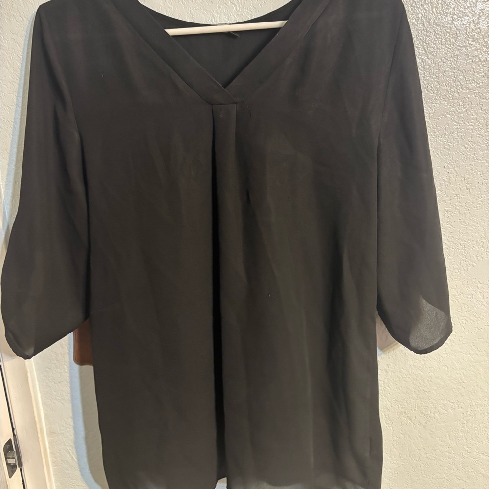 Absolute Angel Black Boxy Blouse with 3/4 Sleeves